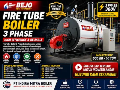 Bejo Fire Tube Steam Boiler kapasitas 1 sampai 10 ton per jam