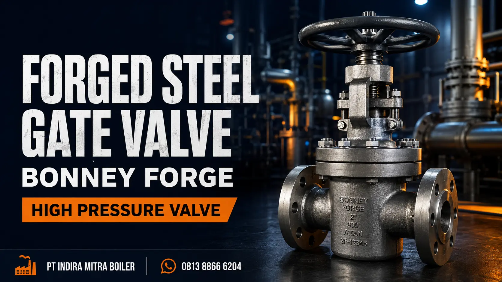 Forged Steel Gate Valve Bonney Forge untuk sistem perpipaan boiler dan industri bertekanan tinggi dari PT Indira Mitra Boiler