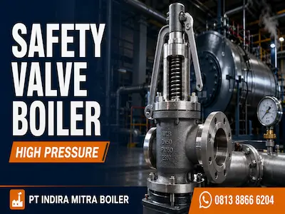 Safety valve boiler tekanan tinggi untuk melindungi steam boiler dari tekanan berlebih pada sistem pembangkit uap industri.