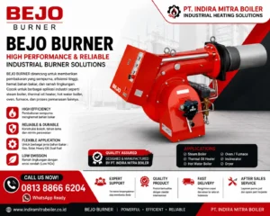 BEJO Burner by PT Indira Mitra Boiler high efficiency industrial gas burner for steam boiler thermal oil heater hot water boiler furnace oven dryer with OEM quality and WhatsApp 081388666204