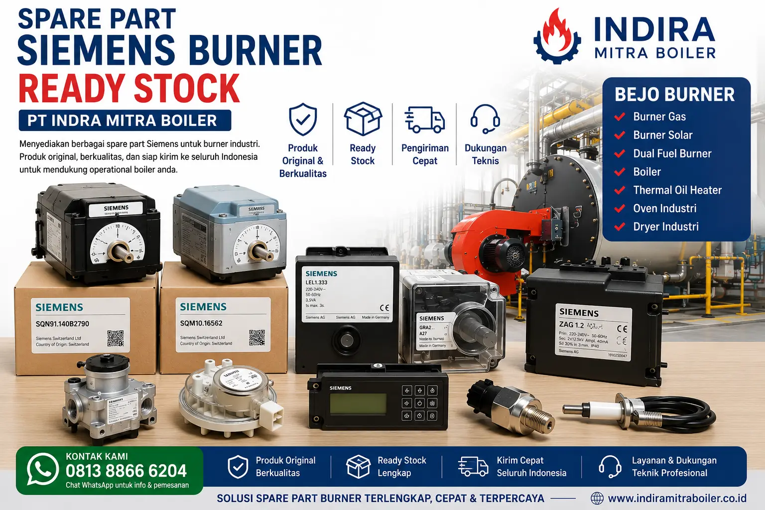 Servo Siemens SQM dan SQN Sesuai Model untuk Burner Industri