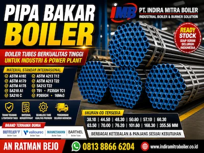 Pipa bakar boiler ASTM A192 ASTM A179 ASTM A178 JIS G3455 EN 10216-2 berkualitas tinggi untuk steam boiler, thermal oil heater, hot water boiler, dan power plant.